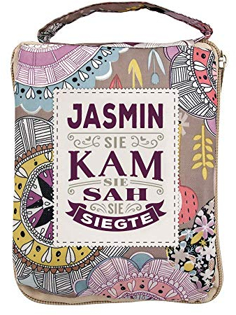 History & Heraldry Design Top Lady Tasche: Jasmin/Einkaufstasche, Strandtasche, Sporttasche, Blumenmuster/vielseitig, praktisch, personalisiert mit Name und Spruch