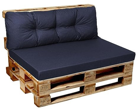Garden Factory Palettenkissen Palettenauflagen Sitzkissen, Rückenlehne, Set, Gesteppt + Flach (Set (Sitzkissen 120x60+Rückenlehne 120x40), Dunkelblau)