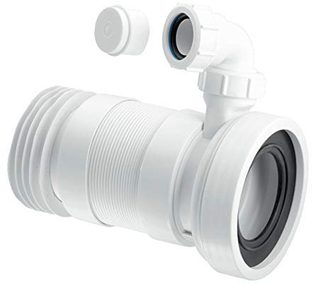 McAlpine 90mm Straight Flexible WC Pan Connector with Vent Boss 140-310mm Length WCF23SV