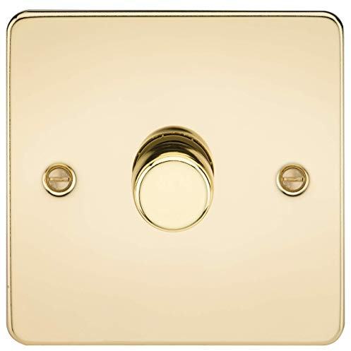 Knightsbridge FP2181PB Flat Plate 1G 2 Way 10-200W (5-150W LED) Trailing Edge dimmer - Polished Brass