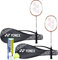 YONEX ZR 100 Aluminium-Badmintonschläger mit vollständiger Abdeckung (orange) – 2er-Set mit Mavis 200I Federball – 6 Stück Badminton-Kombi