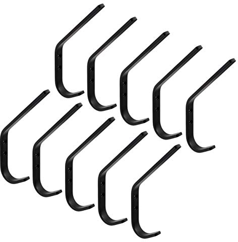 Gedotec Kleiderhaken | CORA groß | Haken 170 x 18 mm | 10 Stück | Garderobenhaken schwarz matt | Mantelhaken Stahl | Moderner Wandhaken Stahl massiv inkl. Befestigungsmaterial | Design Aufhängehaken