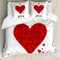 ABAKUHAUS Ich Liebe Dich Bettbezug Set, Liebe-Blumenstrauß-Herz, Milbensicher Allergiker geeignet mit Kissenbezügen, 200 cm x 200 cm - 80 x 80 cm, rot-Weiss