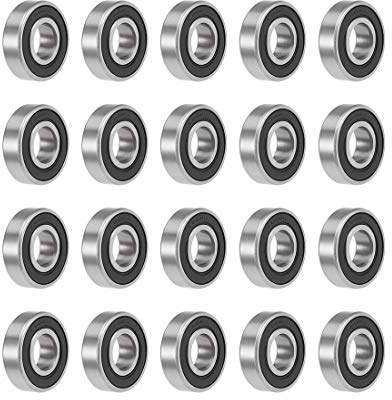 sourcing map 20St Rillen Kugellager 6001-2RS Z2 Doppelt Geschirmt Kohlenstoffstahl 12mm X 28mm X 8mm