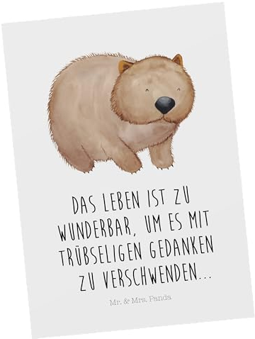 Mr. & Mrs. Panda Postkarte Wombat - Geschenk, Ansichtskarten, lustige Sprüche, Tiermotive, Das Leben ist schön, Australien, Gute Laune,