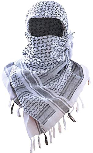Luxns Militärischer Shemagh Taktischer Wüsten-Schal / 100% Baumwolle Keffiyeh Schal Wrap für Damen und Herren, Weiss/opulenter Garten, Einheitsgröße