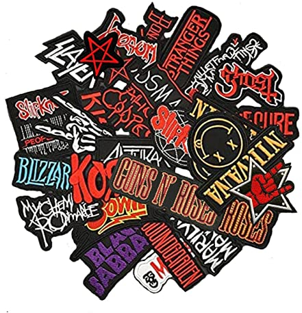 25 Stück gemischte Flicken zum Aufbügeln auf Kleidung Stickerei Abzeichen Kleidung Aufkleber Jacke Applikation Punk Musik