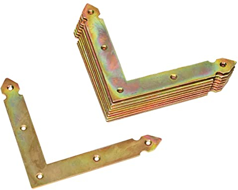 KOTARBAU® 10er Set Fensterwinkel Verzinkt Gelb 145x145x22,5mm Eckversteifung für Fenster Dekorativ Vintage