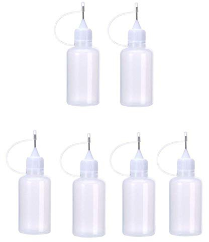 FRLUYNG 6 x 30ml Needle Tip Glue Bottle Empty Glue Bottle for Applying Accurate Amounts to DIY Quill Glue, White