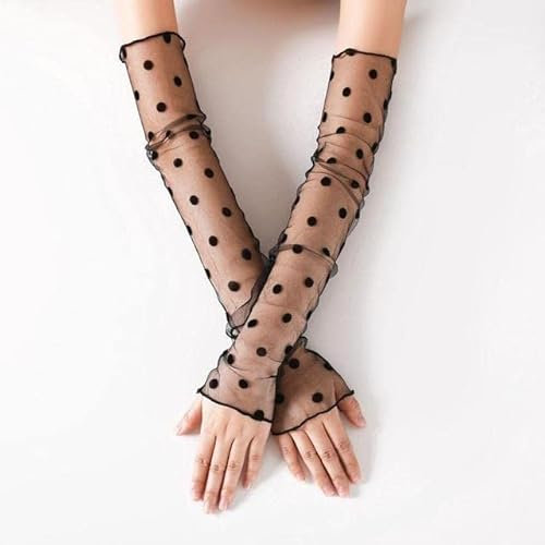 XKUN Armstulpen Mesh Ice Sleeves Ladies Sommer Langärmelige Radspitze-Halbfinger-Handschuhe Im Freien Sonnenschutzmittelhülsen Im Freien-A446-2