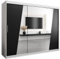 MEBLE KRYSPOL Rhomb250 Schlafzimmerschrank mit DREI Schiebetüren, Spiegel, Kleiderstange und Regalen – 250x200x62cm - Mattweiß + Mattschwarz