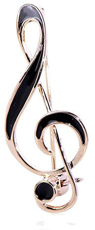 Broche bijou clé de sol doré et noir en acier.