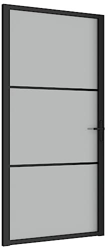 vidaXL Porta Interna 102,5x201,5 cm Nero Opaco in Vetro e Alluminio