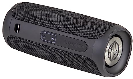 Manta Tragbarer Musikbox Bluetooth Lautsprecher USB 2x5W – IPX4 Wasserdichter - Boombox FM/USB/Micro SD-Karte/AUX-in - Speaker Bluetooth - Super Bass - Schwarz - SPK130GO-BK