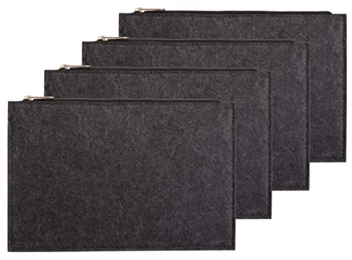 Brandsseller Filz Kosmetiktasche 4er Set ca. 26 x 17 cm Make-Up Etuis Schminktasche Universaltasche Federmäppchen mit Reissverschluß Anthrazit