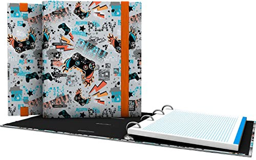 Grafoplás | Dossier 4 anneaux A5 | Comprend des feuilles de rechange quadrillage 5 x 5 bord couleur | Dos incurvé | Carpebook | Bits&Bobs Play