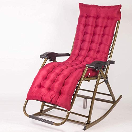 Sonnenliege Gartenstühle Faltbarer Liegestuhl Balkon-Liegestuhl, abnehmbares Nackenkissen Mittagspause Freizeit-Schaukelstuhl Outdoor-Garten-Klappstuhl (Farbe, Rot),Rot