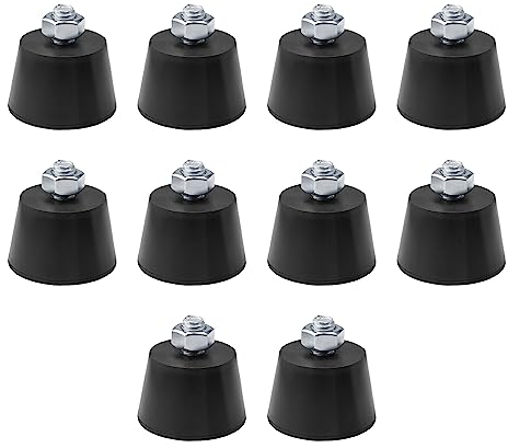 PARFCO 10 Stück Gummifüße Schraubbar, Verstellbare Stellfüße M8, rutschfeste Füße für Möbel, Edelstahl Gummifüße für Wohnmöbel, Fitnessgeräte, Mechanische Geräte