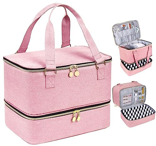 Nail Polish Carrying Case Bag-Holds 40 Bottles, Double-Layer Nail Polish Storage and Nail Dryer Case