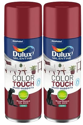 Dulux Valentine Peinture Intérieure et Extérieure Aérosol Color Touch - Satin Rouge Basque 400 ml - Lot de 2