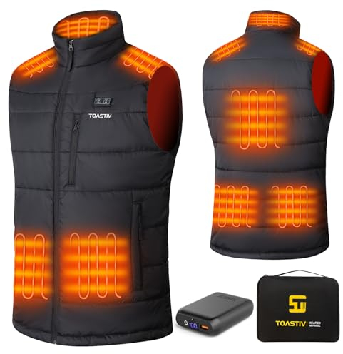 Toastiv Gilet Chauffant Homme avec Batterie Externe 16000mAh 7.4V