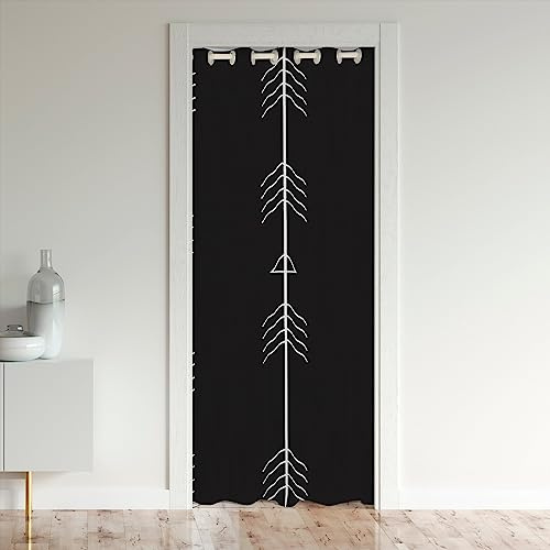 Loussiesd Boho Geometric Door Curtain for Doorway Privacy 86x203cm Bohemian Closet Door Cover Curtain for Bedroom Living Room Stripe Line Room Divider Curtain Cover Modern Art Black White