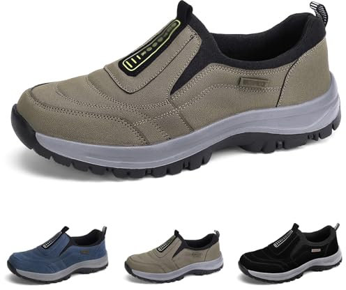 Herren Wanderschuhe Mit Fußgewölbeunterstützung Outdoor Wandern Orthopädische Schuhe Für Hineinschlüpfen Wasserdicht Rutschfest Leicht Slipper Modische Low-Top Sicherheits Sneaker ( Color : Brown , Si