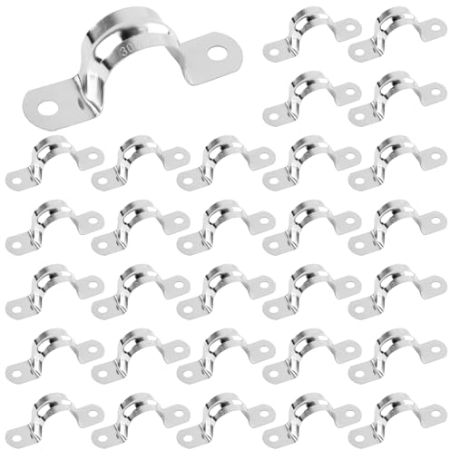 Rohrschellen 25mm,30 Stück Edelstahl 304 Rohrschelle U-Typ Befestigungsschelle Kabelschellen Metall für Befestigung der Gasrohre Wasserrohre Kabeln und Rohre