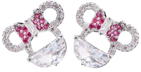 Minni Mouse Ohrstecker, Minni Ohrringe, Minni Maus Earrings, Cartoon Ohrstecker, Ohrstecker mit Silber 925 aus Zirkonia, Schmuck Geschenke für Damen Mädchen