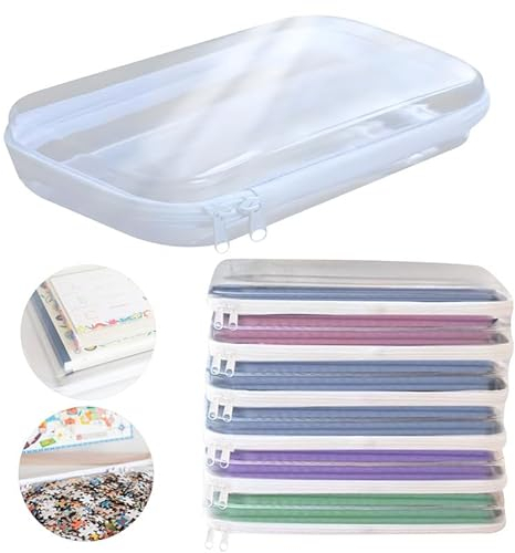 Camiraft 2PCS Zippered Pouch Hard, Zipper Hard Bag Box Storage Bins, Toy Storage Organizer, White Hard Plastic Clear Zipper Pouches for Organizer File Pencil Toy Office Supplies
