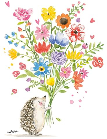 20 Servietten Tiermotive Igel mit Blumenstrauß als Tischdeko. Papierservietten mit Motiv. Auch für Decoupage und Serviettentechnik 33x33cm