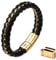 LIVLOKO Mens Bracelet Leather Black Multi-Layer Bracelet for Men Magnetic Clasp Rope Wristband Mens Gift for Boyfriend (Medium to Large 20-22cm, E. Leather Black Gold Bangle)