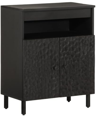 vidaXL Beistellschrank, Sideboard mit Stauraum Eisenbeine, Kommode für Wohnzimmer Schlafzimmer, Anrichte, Modern, Schwarz Massivholz Mango