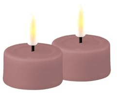 ReWu LED Teelicht 2er Deluxe Homeart, Indoor LED-Teelicht mit realistischer Flamme, warmweißes Licht - Light Purple Teelicht