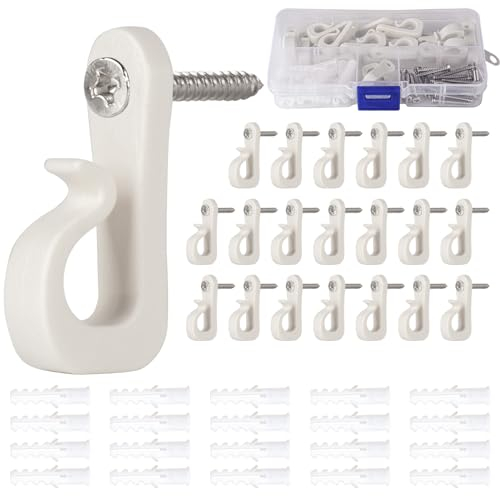 Guolich Paquete de 20 Ganchos para Colgar luces,Ganchos de macetas para Colgar, Soporte para Macetas,Colgadores Pared,para Colgar luces de Navidad y luces de Cadena,Campanillas de,Blanco