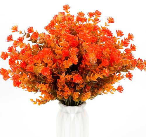 HBell 12 fiori artificiali autunnali, fiori artificiali autunnali, resistenti ai raggi UV, arbusti finti per autunno, casa, giardino, veranda, decorazione del Ringraziamento e Halloween