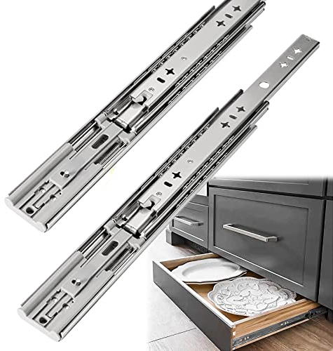 HYUFEIAO 12 26 32 Zoll Schubladenführungen mit Soft-Close-Funktion – Hochleistungs-Schubladenführungen mit Kugellager, Vollauszug – Seitenmontage für Küchen-, Badezimmerschränke, Kleidersch