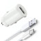 KP TECHNOLOGY Fast Car Charger For Nokia 105 4G / 110 4G / 2720 Flip / 800 Tough / 8000/6300 / 3310/2660 Flip / 5710 XA / 8210 4G, 18W Car Adapter with (Micro USB Cable + Adapter) (WHITE)