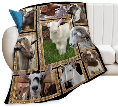 Ziegendecke, ultraweich, gemütlich, Schaf, Überwurf, Decke, Fleece, flauschig, Plüsch, Bettwäsche, Ziegenschaf-Liebhaber, Geschenke für Frauen, Mädchen, Kinder, Erwachsene, 127 x 101,6 cm