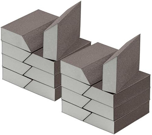 240 Grit Angled Sanding Blocks, Jamiikury Sponge Sand Block Washable and Reusable, Wet & Dry Sandpaper Block for Wood Metal Drywall and Furniture Paint - Pack of 16