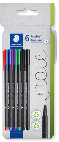 STAEDTLER Fineliner Pens - triplus - 6 Assorted Colours - Pack of 6, 334 C6