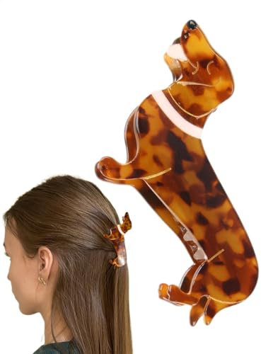 TQEBWUS Dackel Haarklammer, Tier Haarspangen, Haarklammer Dackel, Niedlicher Haarspange Dackel, Niedlicher Modischer Hundekiefer, Kleine Krallenklammern, Haarklammer Hund Dackel Acetat Für Mädchen