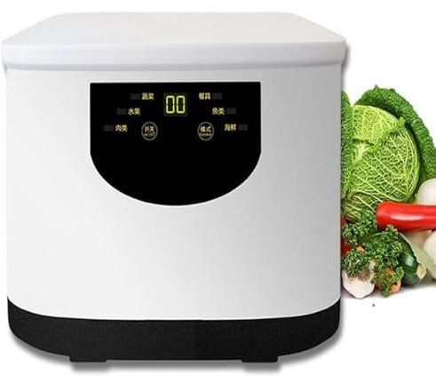 Lavatrice per Frutta E Verdura, Purificatore Alimentare Domestico da 8 Litri, con Display A LED, Lavaverdure Intelligente, Detergente Professionale, per Carne, Stoviglie, Pesce, Frutti di Mare