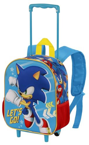 Sonic The Hedgehog - SEGA Go-Mochila 3D con Ruedas Pequeña, Azul, 26 x 34 cm, Capacidad 7 L