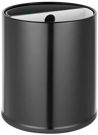 Bolero Round Rubbish Waste Bin 2-Compartment Trash Can HX267, Black | Dual compartments allow easy waste separation in offices, kitchens or restrooms, with a space-saving round profile.