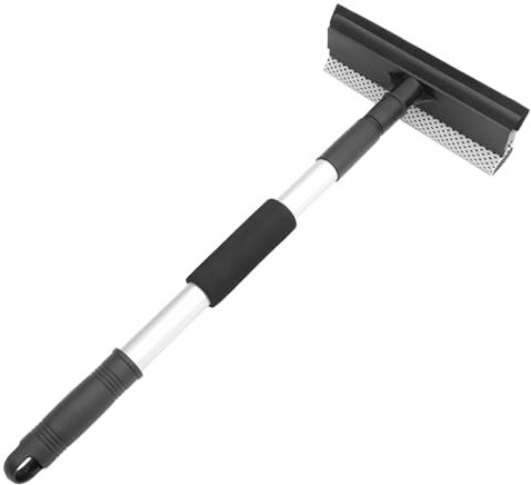 Vaguelly Teleskopischer Windschutzscheiben Reiniger Mit Doppelter Fensterwischer Funktion Auto Fensterabzieher Aus Edelstahl Für Kfz Glasreinigung Und Rückspiegelpflege Ergonomischer Griff