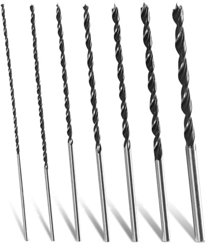 Juego de 7 brocas para madera largas, 30 cm, juego de brocas para serpiente de madera, extra afiladas, brocas largas en espiral para madera, diámetro de 4 mm, 5 mm, 6 mm, 7 mm, 8 mm, 10 mm, 12 mm