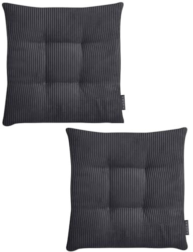 MAGMA 2er Set Inga Stuhlkissen ca. 35x35x5 cm Cordstoff (Anthrazit)