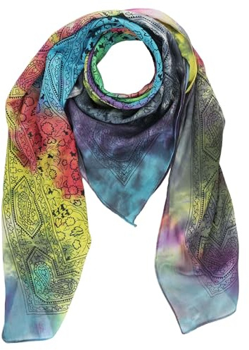 Freak Scene Baumwolltuch Indisches Blumenmuster Druck schwarz 100x100cm Halstuch quadratisches Tuch