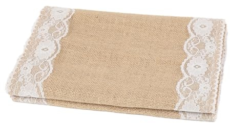 Sxmrmnx 4PCS Lace Table Runner Retro Lace Burlap Table Runners for Country Wedding Party Dining Table Cover Decoration Easy to Use,C